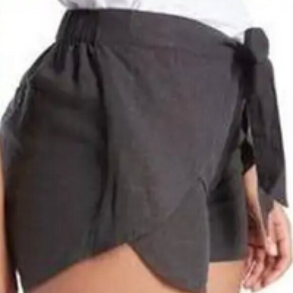 Patagonia dark gray Garden Island hemp-blend wrap tie-front shorts sz M - Picture 2 of 12